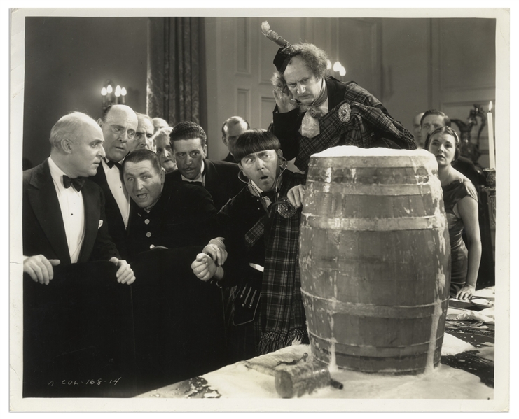 Moe Howard Personally Owned 10'' x 8'' Glossy Photo From the 1935 Three Stooges Film ''Pardon My Scotch'' -- Very Good Plus Condition